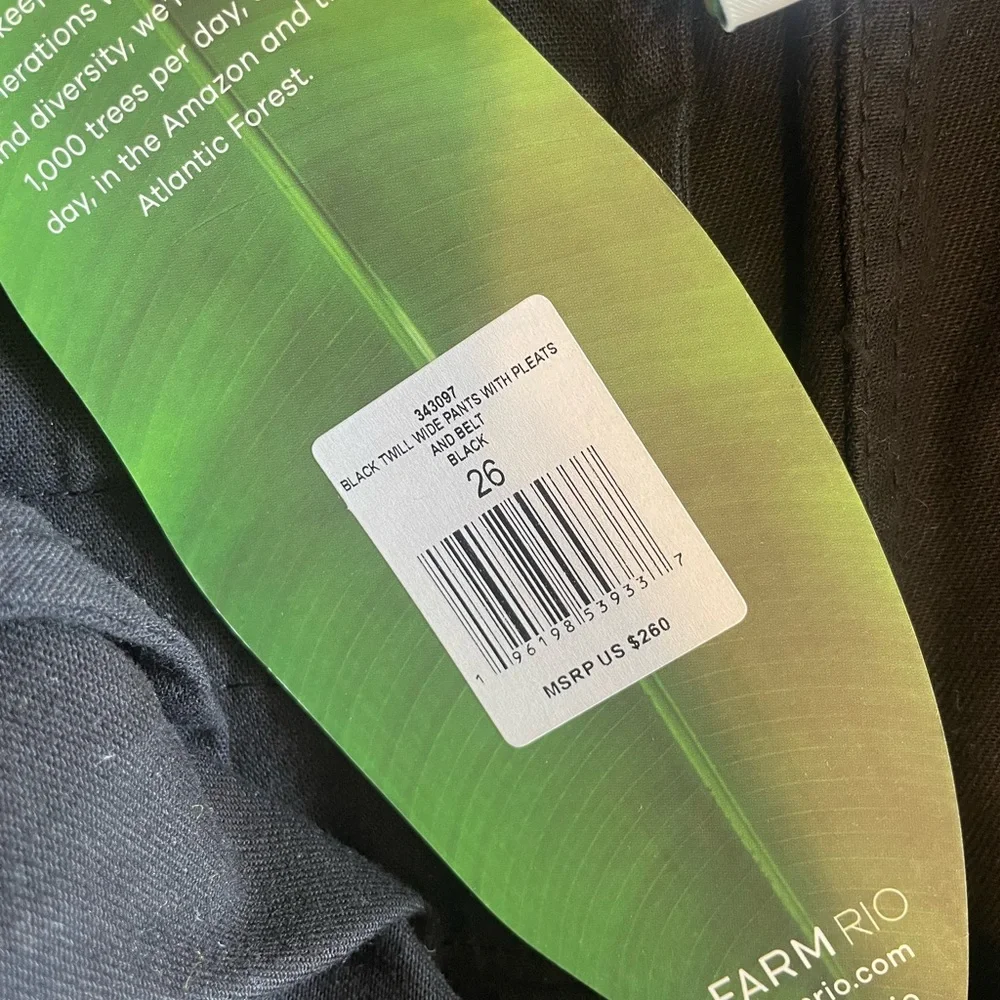 Farm Rio Black Twill Belted Wide Pants - Picture 6 of 9